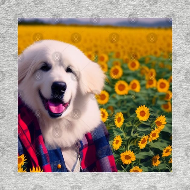 Sunflower Farmer Great Pyrenees by TrapperWeasel